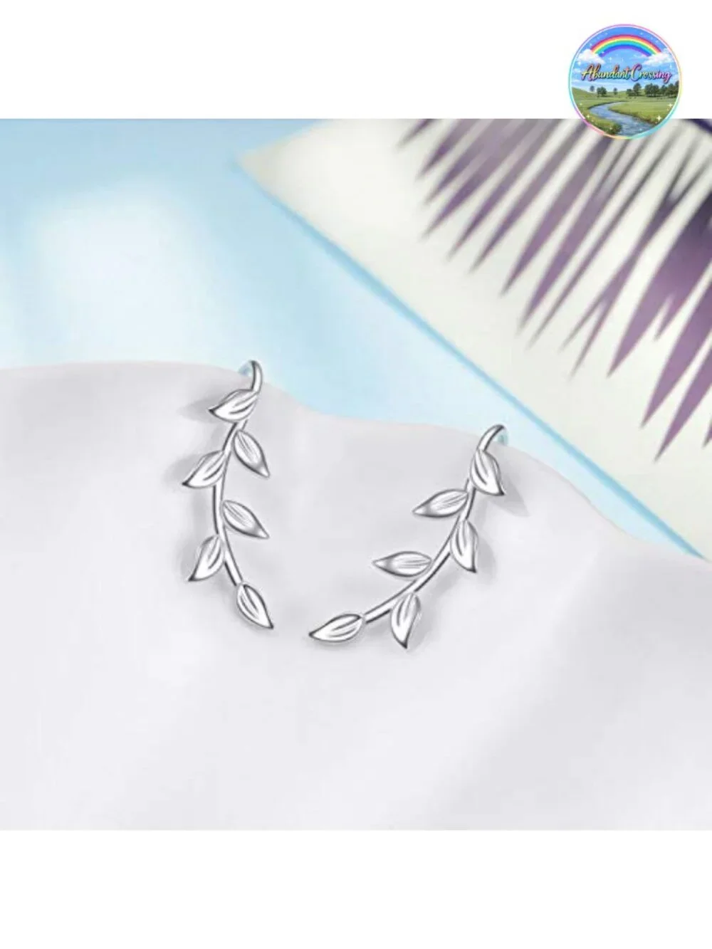 Leaf Ear Climber Earrings Cuff Wrap Sterling Silver Crawler Earrings